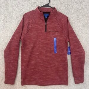 APT.9 Men's size Small Red Maroon Burgundy Heathered 1/4 Half Zip Sweater‎